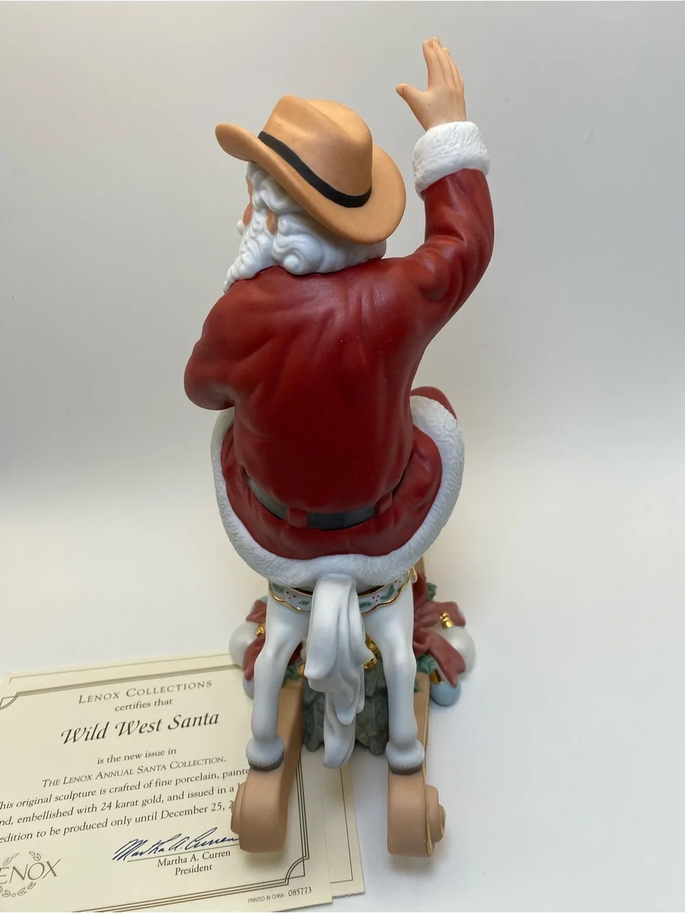 NEW Lenox Wild West Santa Riding White Rocking Horse - Figurine w box & COA